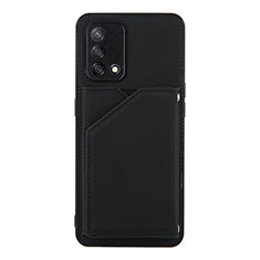 Soft Luxury Leather Snap On Case Cover Y01B for Oppo A74 4G Black