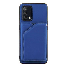 Soft Luxury Leather Snap On Case Cover Y01B for Oppo A74 4G Blue