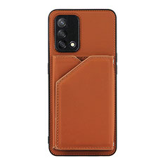 Soft Luxury Leather Snap On Case Cover Y01B for Oppo A74 4G Brown