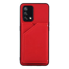 Soft Luxury Leather Snap On Case Cover Y01B for Oppo A74 4G Red
