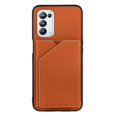 Soft Luxury Leather Snap On Case Cover Y01B for Oppo A74 5G Brown