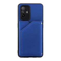 Soft Luxury Leather Snap On Case Cover Y01B for Oppo A94 5G Blue