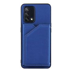 Soft Luxury Leather Snap On Case Cover Y01B for Oppo A95 4G Blue