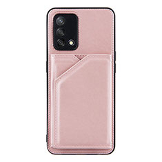 Soft Luxury Leather Snap On Case Cover Y01B for Oppo A95 4G Rose Gold