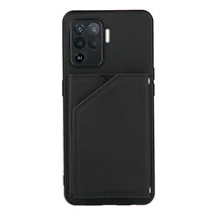 Soft Luxury Leather Snap On Case Cover Y01B for Oppo F19 Pro Black