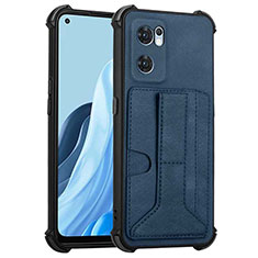 Soft Luxury Leather Snap On Case Cover Y01B for Oppo Find X5 Lite 5G Blue