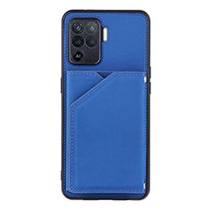 Soft Luxury Leather Snap On Case Cover Y01B for Oppo Reno5 Lite Blue