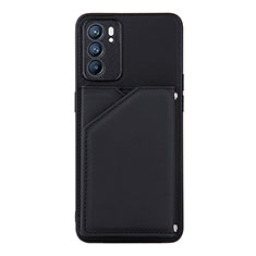 Soft Luxury Leather Snap On Case Cover Y01B for Oppo Reno6 5G Black