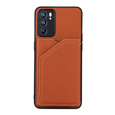 Soft Luxury Leather Snap On Case Cover Y01B for Oppo Reno6 5G Brown