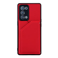 Soft Luxury Leather Snap On Case Cover Y01B for Oppo Reno6 Pro+ Plus 5G Red