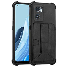 Soft Luxury Leather Snap On Case Cover Y01B for Oppo Reno7 5G Black