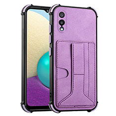 Soft Luxury Leather Snap On Case Cover Y01B for Samsung Galaxy A02 Purple