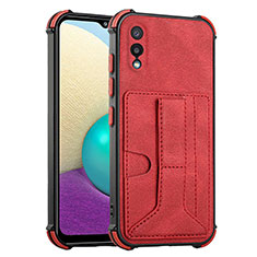 Soft Luxury Leather Snap On Case Cover Y01B for Samsung Galaxy A02 Red