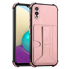 Soft Luxury Leather Snap On Case Cover Y01B for Samsung Galaxy A02 Rose Gold
