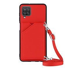 Soft Luxury Leather Snap On Case Cover Y01B for Samsung Galaxy A12 5G Red