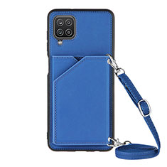 Soft Luxury Leather Snap On Case Cover Y01B for Samsung Galaxy A12 Nacho Blue