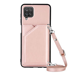 Soft Luxury Leather Snap On Case Cover Y01B for Samsung Galaxy A12 Nacho Rose Gold