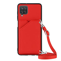 Soft Luxury Leather Snap On Case Cover Y01B for Samsung Galaxy A12 Red