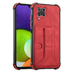Soft Luxury Leather Snap On Case Cover Y01B for Samsung Galaxy A22 4G Red