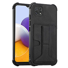 Soft Luxury Leather Snap On Case Cover Y01B for Samsung Galaxy A22 5G Black