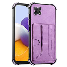 Soft Luxury Leather Snap On Case Cover Y01B for Samsung Galaxy A22s 5G Purple