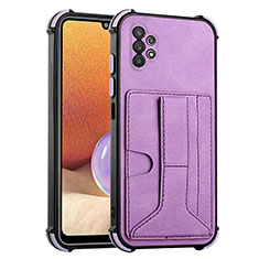 Soft Luxury Leather Snap On Case Cover Y01B for Samsung Galaxy A32 4G Purple