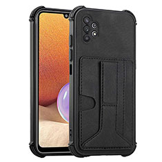 Soft Luxury Leather Snap On Case Cover Y01B for Samsung Galaxy A32 5G Black