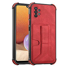 Soft Luxury Leather Snap On Case Cover Y01B for Samsung Galaxy A32 5G Red