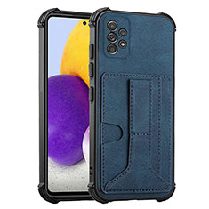 Soft Luxury Leather Snap On Case Cover Y01B for Samsung Galaxy A52 5G Blue