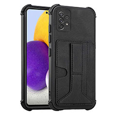 Soft Luxury Leather Snap On Case Cover Y01B for Samsung Galaxy A72 5G Black