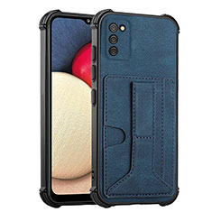 Soft Luxury Leather Snap On Case Cover Y01B for Samsung Galaxy F02S SM-E025F Blue