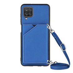 Soft Luxury Leather Snap On Case Cover Y01B for Samsung Galaxy F12 Blue