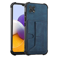 Soft Luxury Leather Snap On Case Cover Y01B for Samsung Galaxy F42 5G Blue