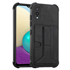 Soft Luxury Leather Snap On Case Cover Y01B for Samsung Galaxy M02 Black