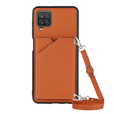 Soft Luxury Leather Snap On Case Cover Y01B for Samsung Galaxy M12 Brown