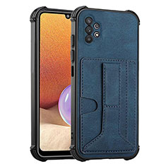 Soft Luxury Leather Snap On Case Cover Y01B for Samsung Galaxy M32 5G Blue