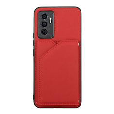 Soft Luxury Leather Snap On Case Cover Y01B for Vivo V23e Red