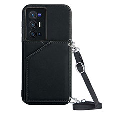 Soft Luxury Leather Snap On Case Cover Y01B for Vivo X70 Pro+ Plus 5G Black