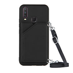 Soft Luxury Leather Snap On Case Cover Y01B for Vivo Y11 Black