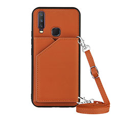 Soft Luxury Leather Snap On Case Cover Y01B for Vivo Y11 Brown