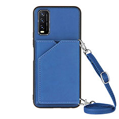 Soft Luxury Leather Snap On Case Cover Y01B for Vivo Y12A Blue