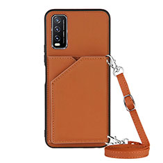 Soft Luxury Leather Snap On Case Cover Y01B for Vivo Y12A Brown