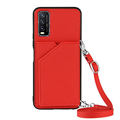 Soft Luxury Leather Snap On Case Cover Y01B for Vivo Y12A Red