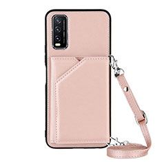 Soft Luxury Leather Snap On Case Cover Y01B for Vivo Y12A Rose Gold