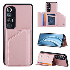 Soft Luxury Leather Snap On Case Cover Y01B for Xiaomi Mi 10S 5G Rose Gold