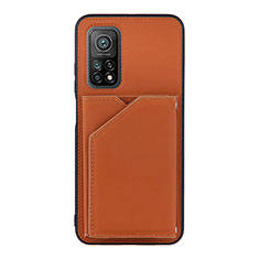 Soft Luxury Leather Snap On Case Cover Y01B for Xiaomi Mi 10T 5G Brown