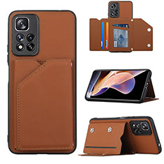 Soft Luxury Leather Snap On Case Cover Y01B for Xiaomi Mi 11i 5G (2022) Brown