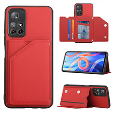 Soft Luxury Leather Snap On Case Cover Y01B for Xiaomi Poco M4 Pro 5G Red