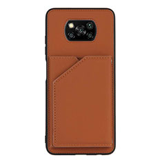 Soft Luxury Leather Snap On Case Cover Y01B for Xiaomi Poco X3 Pro Brown