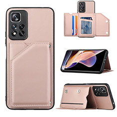 Soft Luxury Leather Snap On Case Cover Y01B for Xiaomi Poco X4 NFC Rose Gold